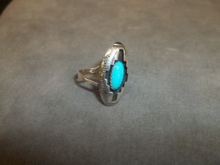 Felix Perry Navajo Sterling Turq Ring: signed, handmade native american jewelry