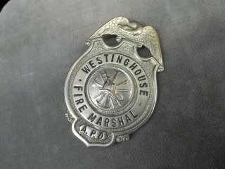 Auth Westinghouse Fire Marshall Badge