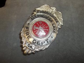Auth Arrowbear Lake California Fire Dept Badge