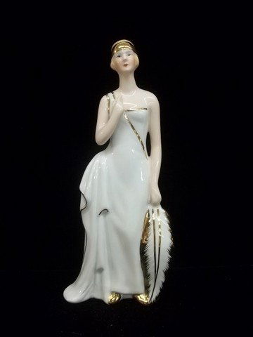 Marked KPM Flapper Girl Statue 9 Inch: Marked KPM Flapper Girl Statue 9 Inch