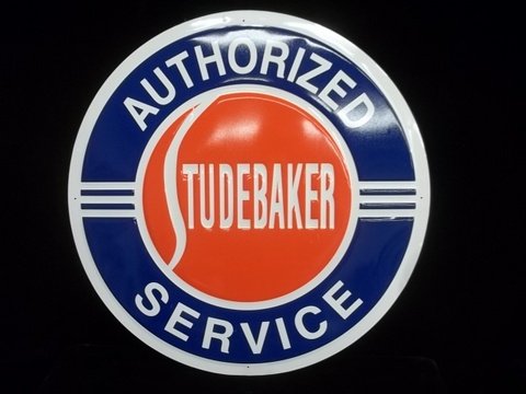 Metal Studebaker Sign: 23.5 inch modern