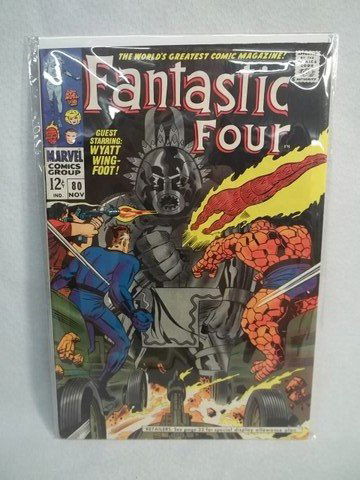 Nice 1960's Fantastic Four Comic Book #80: This book is definitely Very Fine minus to Very Fine Plus, if not better, but remember all grading is subjective. Definitely a high-grade book. Used bag clouds this books nice deep and vivid cover col