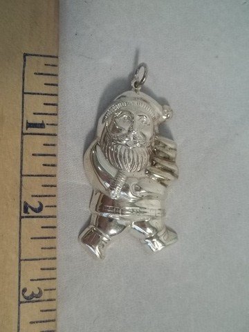 XL Sterling Silver Santa Claus Pendant