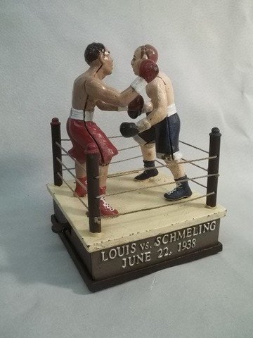 Louis vs Schmeling Boxing Bank Cast iron: modern 6 x 6 inch piece