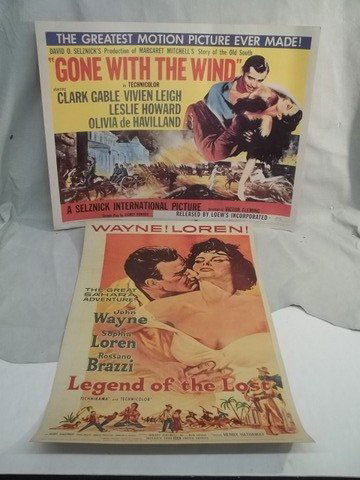 2 Movie Posters Gone With The Wind Etc.: both are 2.5 x 1.5 foot, legends of the lost and gone with the wind
