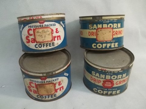4 Old Chase & Sanburn Coffee Tins