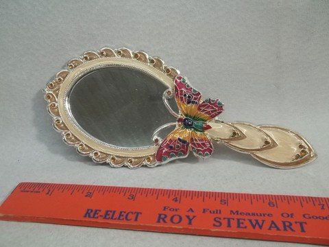 Jeweled Enameled Butterfly Hand Mirror