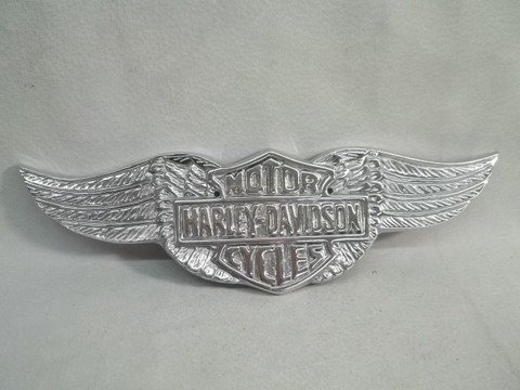 Harley Davidson Nickel Aluminum Plaque: 13 inch nice