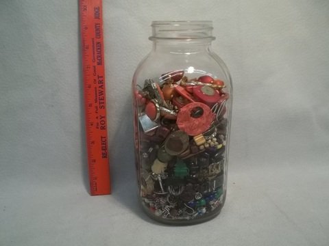 1/2 Gallon #13 Mason Jar Full of Jewelry & More: You get everything, mason jar is clear, has 13 on the bottom and side and is ball