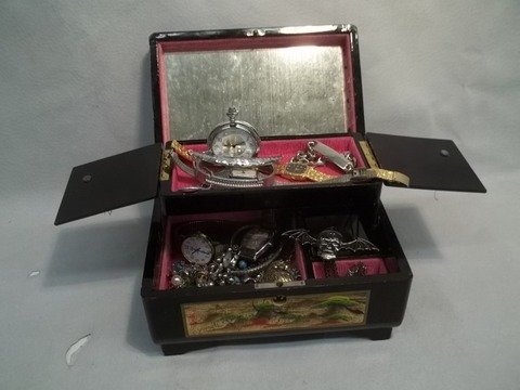 Old Oriental Jewelry Box Full Of Jewelry Nice Lot: Nice lot, you get all