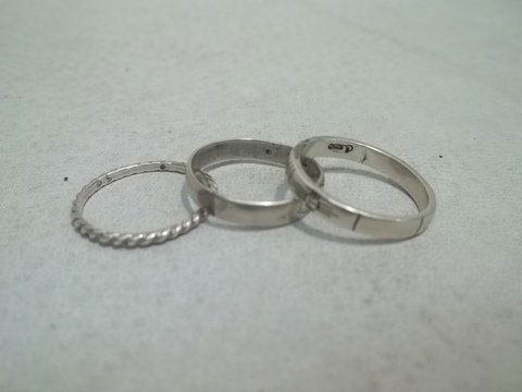 3 Sterling Silver Rings: these are all approximately in the size 8 to 8 1/2 range, maybe up to 9