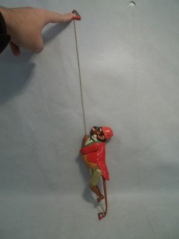 Tin Litho Climbing Monkey Toy: modern
