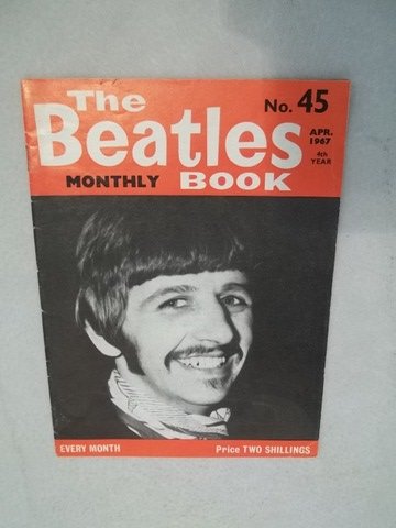 Beatles Book Monthly April 1967: Ringo photo on one cover, george harrison on the back cover, price two shillings, excellent condition, flat no tears, etc.