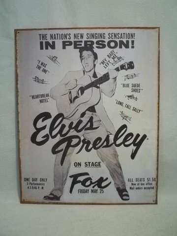 Elvis Presley Metal Concert Sign: 12 x 15 inch modern