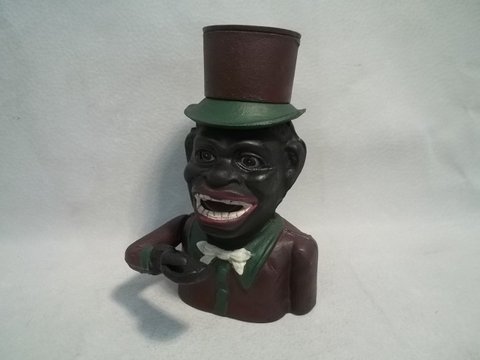 Cast Iron Jolly Boy Bank: 8 inch modern