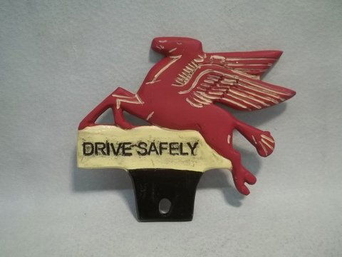 Mobil Pegasus Drive Safely Plaque: 6.5 inch modern