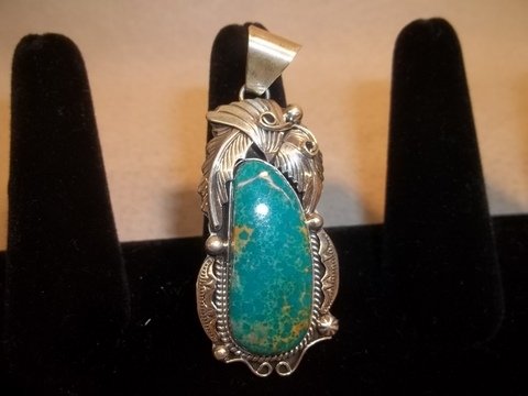 Boyd Brown Navajo Sterling Kingman Turq Pendant