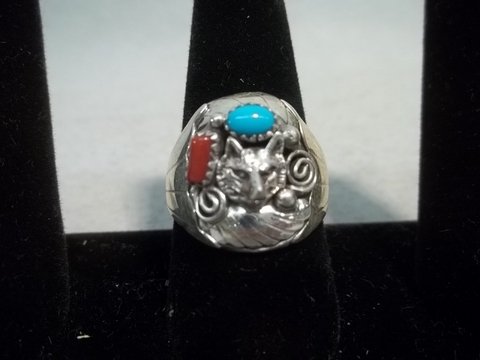 Grace Smith Navajo Sterling Wolf Ring