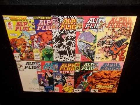 10 Alpha Flight 1983 Comic Books #1-10 VF-NM: Bought off the shelf 30 years ago, comics are in very fine to near mint range, great JOHN BYRNE art!