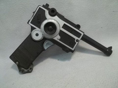 1964 Mattel Agent Zero Camera Cap Gun Snap Shot: Changes from camera to cap gun, secret agent toy gun, shoots real caps, from the Agent Zero line of toys. Called the "Snap Shot."