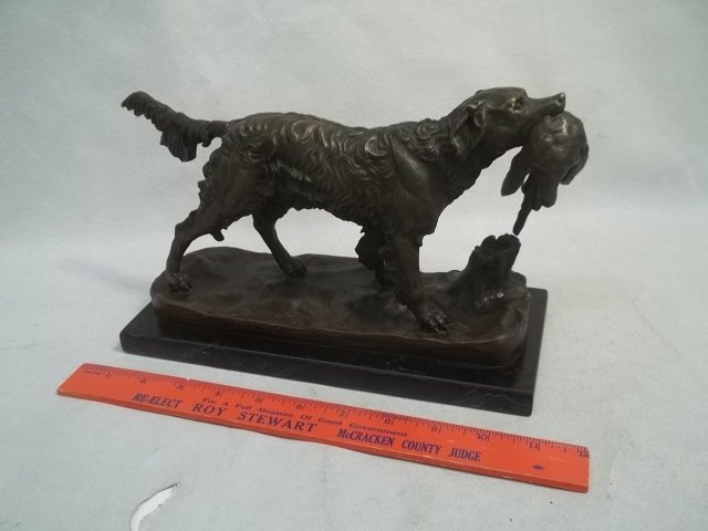 J Moigniez Bronze Bird Dog Statue Nice