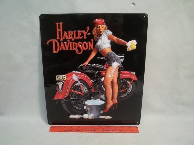 Motor Girl Harley Davidson Embossed Metal Sign