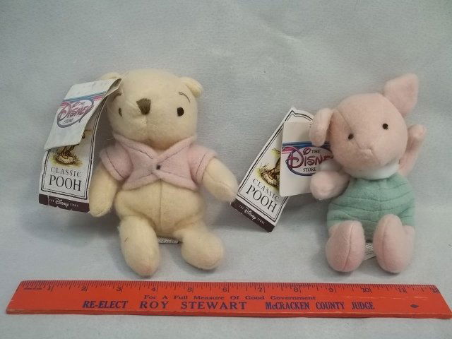 RARE Classic Winnie The Pooh Plush Piglet Pooh: both are tagged, and hard to find