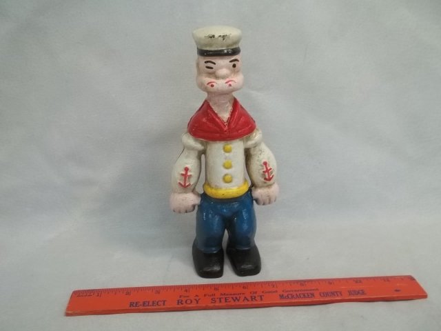 Cast Iron Popeye Doorstop Bank: modern