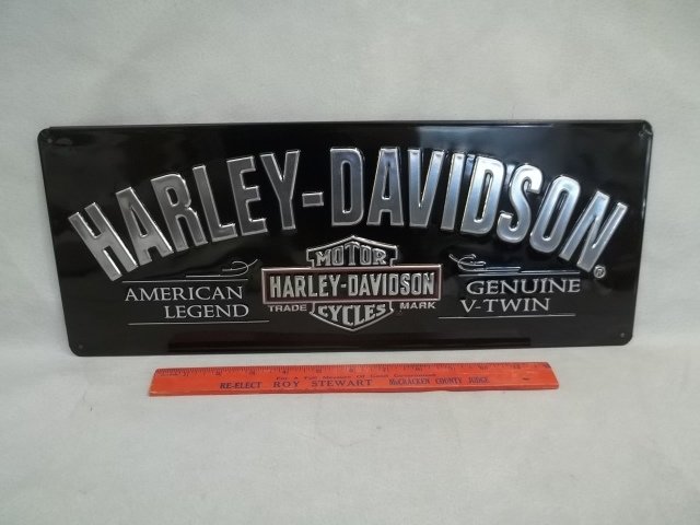Embossed Metal Harley Davidson Sign: modern