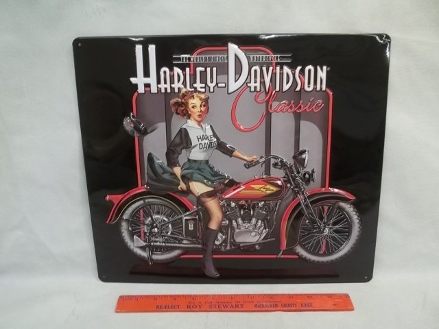 Embossed Girl Harley Davidson Sign