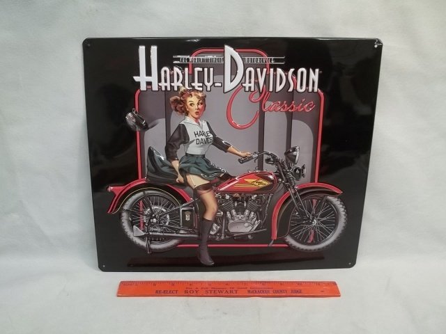 Harley Davidson Embossed Metal Sign Nice: Excellent condition, very nice
