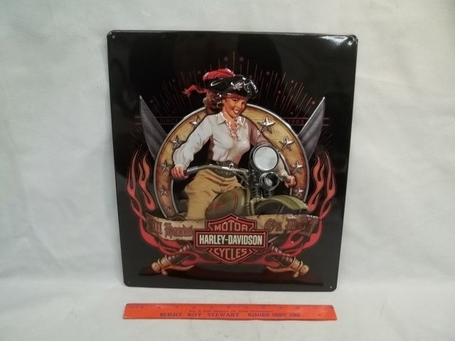 Harley Davidson Embossed Metal Sign Nice: Excellent condition, very nice