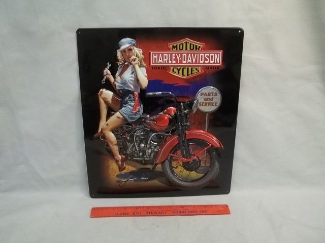Harley Davidson Embossed Metal Sign Nice: Excellent condition, very nice