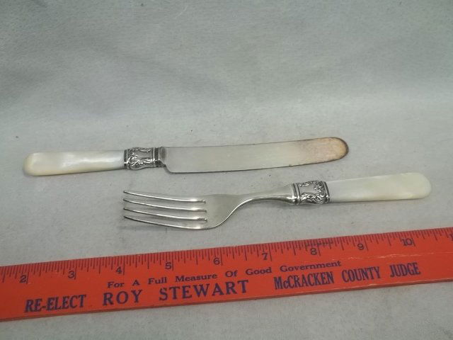 Sterling Silver Fork & Knife: blade is stainless