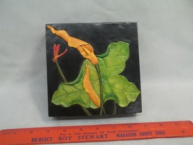 Dragonfly On Lilly Soapstone Box