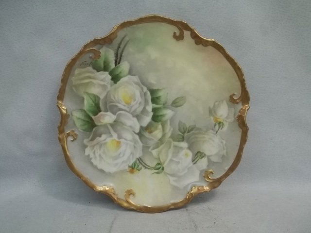 Limoges Hand Painted Plate Signed Duvall: 8.5 inch