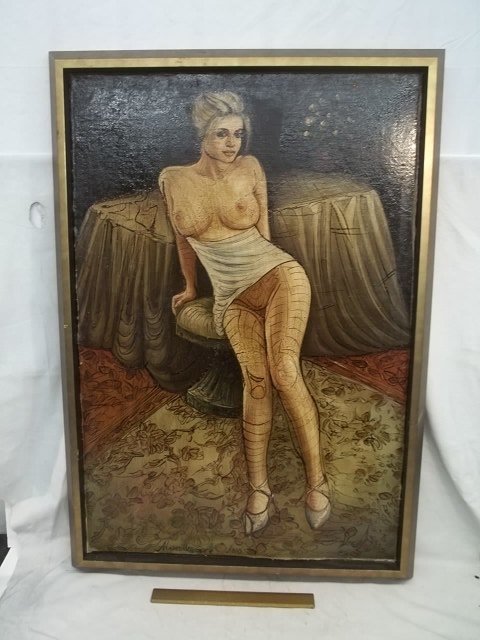 27x40 Alexander Gore Nude Lady Oil Title: Center Fold: very nice painting