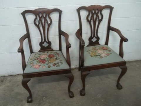 2 Old Mahogony Chip N Dale Chairs