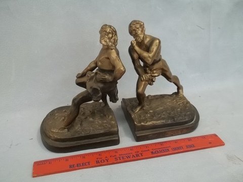 Old Bronze Bookends: have been sprayed with paint