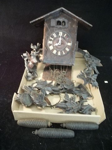 Old Black Forest germany Cuckoo Clock AS IS: 8 day, used for parts as is