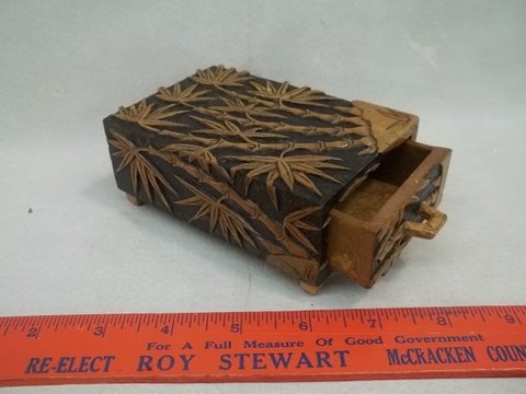 Oriental Bamoo Soapstone Box With drawer nice: .