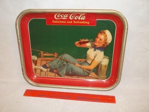 1940 Coca Cola Coke Sailor Girl Tray: Tray very nice condition, back is just as nice, guaranteed original!