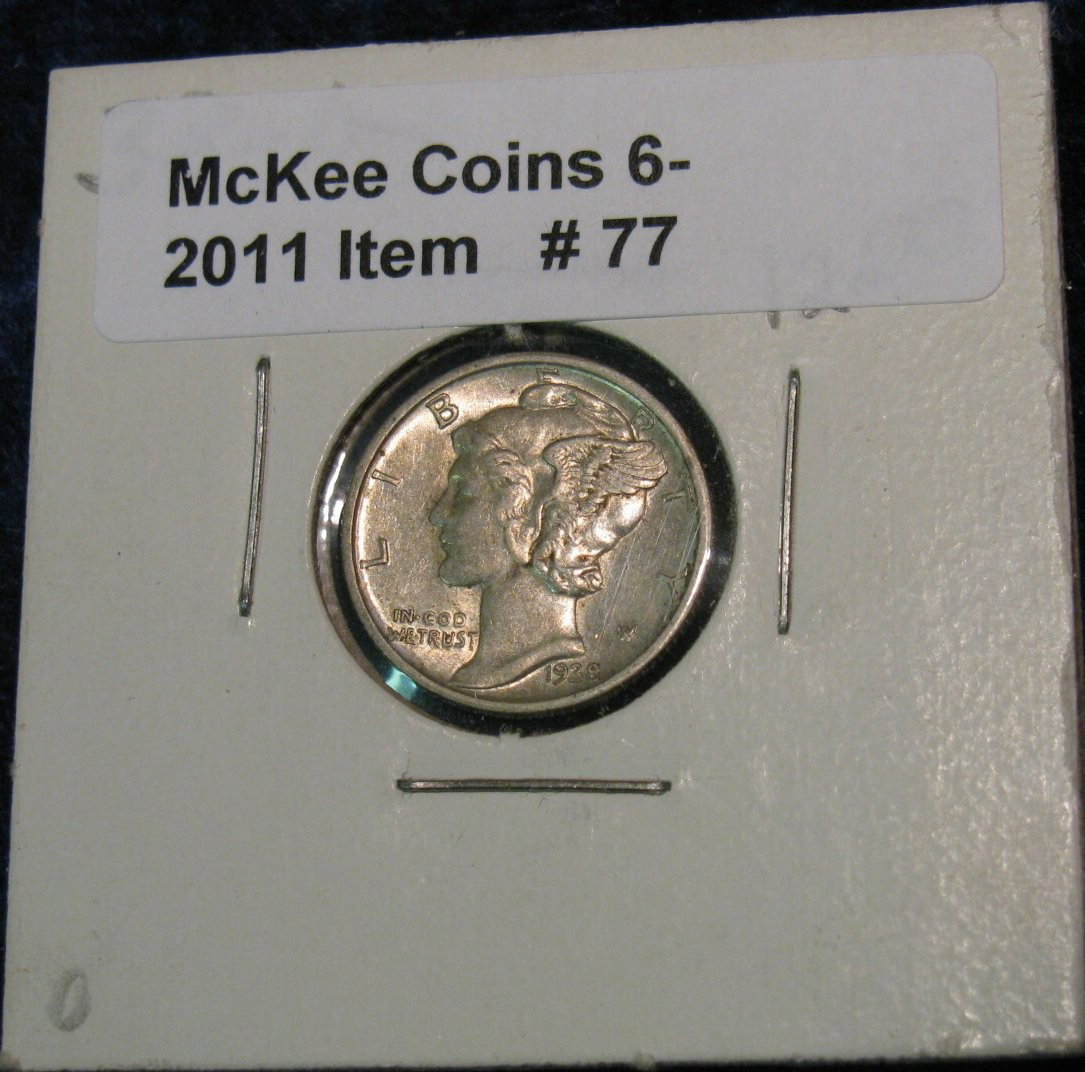 77. 1938 D Mercury Dime. EF-AU.: 77. 1938 D Mercury Dime. EF-AU.