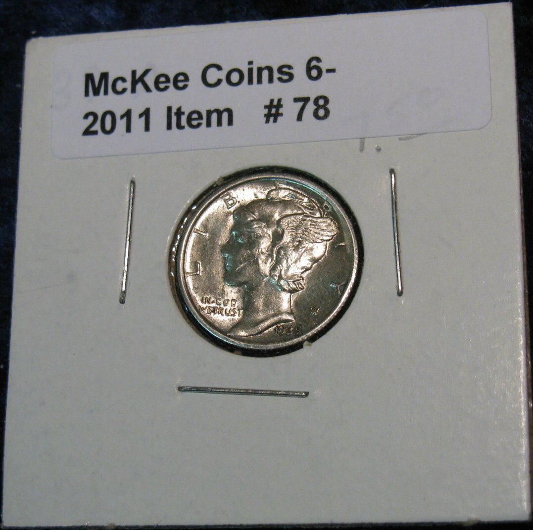 78. 1939 D Mercury Dime. Brilliant Unc.: 78. 1939 D Mercury Dime. Brilliant Unc.