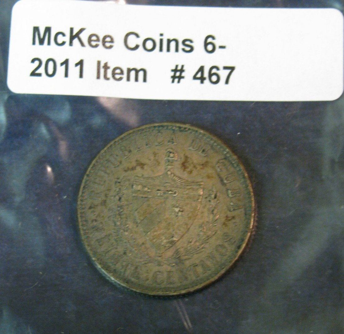 467. 1920 Cuba Silver Twenty Centavos. EF.: 467. 1920 Cuba Silver Twenty Centavos. EF.