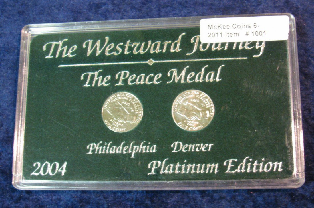 1001. 2004P & D Peace Medal Platinum Nickel Set.: 1001. 2004P & D Peace Medal Platinum Nickel Set.