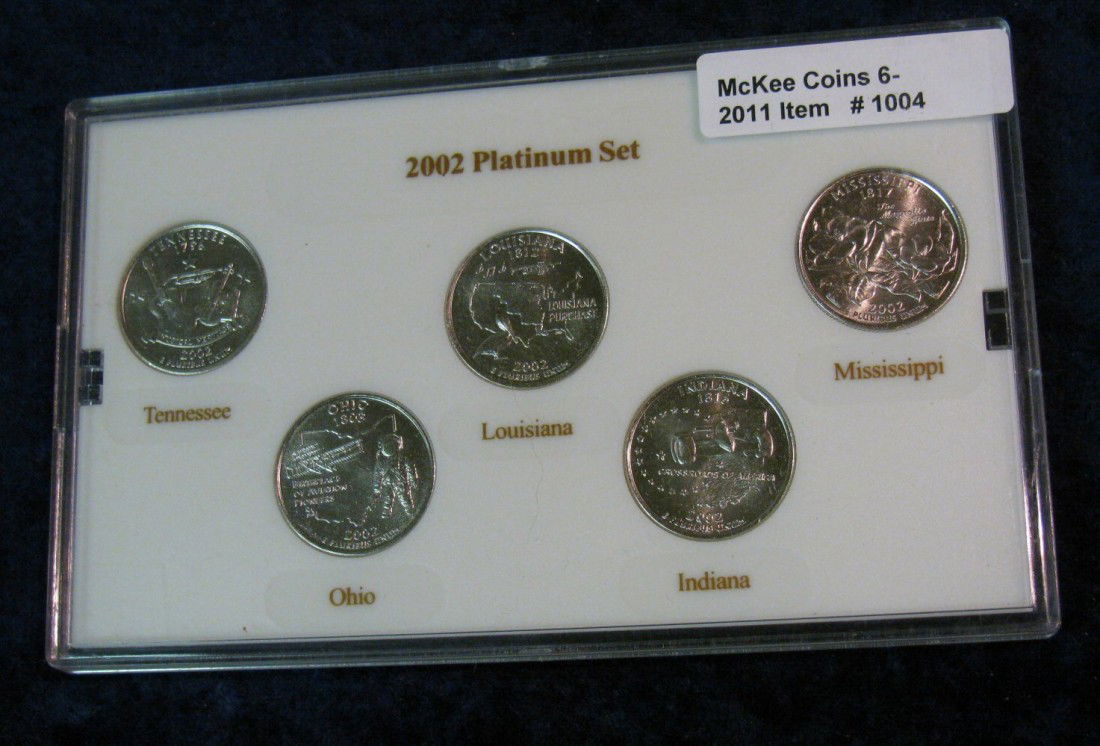 1004. 2002 Platinum State Quarter Set.: 1004. 2002 Platinum State Quarter Set.