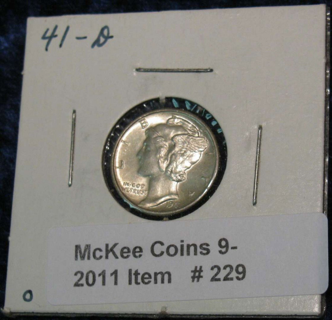 229. 1941 D Mercury Dime. UNC.: 229. 1941 D Mercury Dime. UNC.