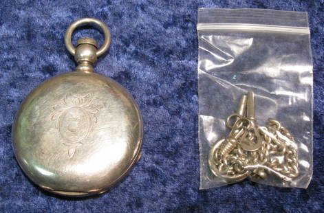 1432. Coin Silver Hunting Case Rockford Watch Co. Pocke: 1432. Coin Silver Hunting Case Rockford Watch Co. Keywind Pocket Watch. Runs for short periods of time. Includes two keys and a Watch Chain, which appear to be silver as well. Serial #29055 Casse #768