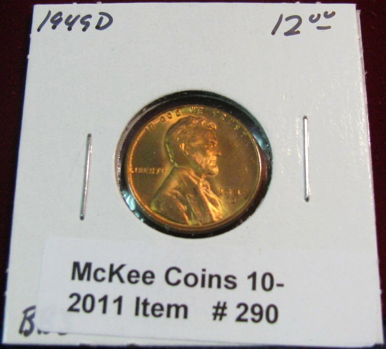 290. 1949 D Lincoln Cent. MS 65 Red-Brown.: 290. 1949 D Lincoln Cent. MS 65 Red-Brown.